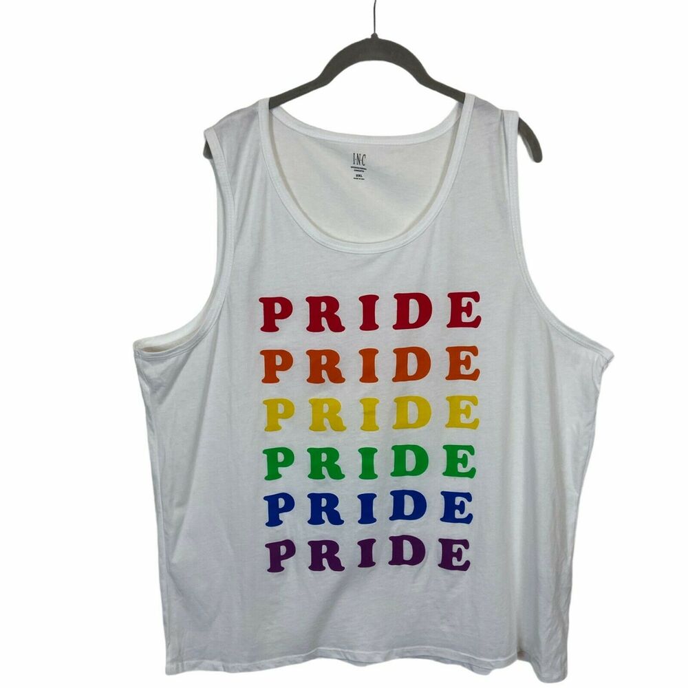 INC International Concepts Pride Tank Top Men's White Scoop Neck Graphic sz 3XL